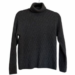 Vintage Glen Lyon Cashmere Turtleneck Cable knit Sweater Charcoal